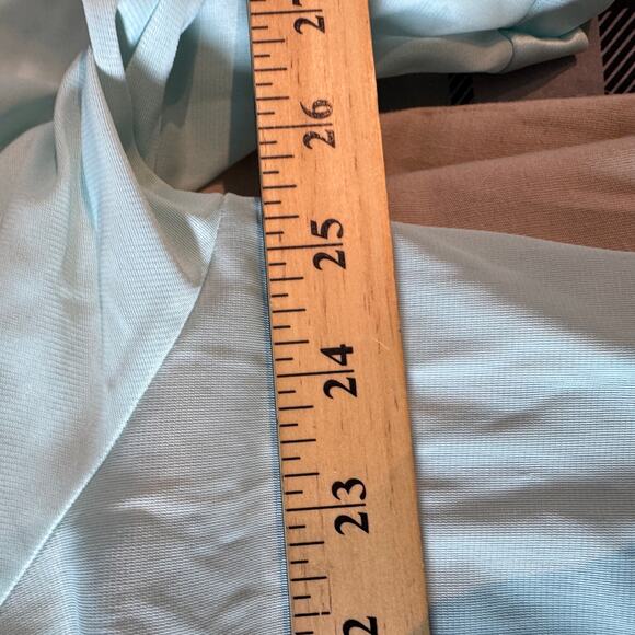 Vanity Fair XL Seafoam Aqua Nylon Robe Sheer Tricot Peignoir 2000s Y2K Vintage - Picture 7 of 8